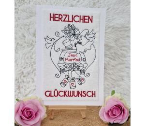 ADVENTSKALENDER 14. Dezember - Stickdatei Hochzeitsauto Just Married Line Art